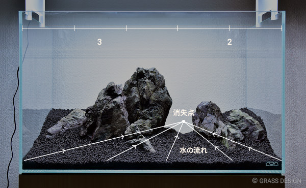 60cm水槽　石組みレイアウト